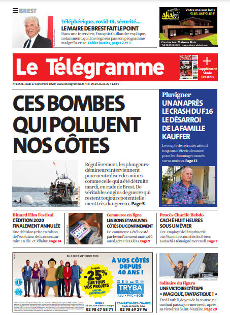  Le Télégramme (3 Éditions) Du Jeudi 17 Septembre 2020