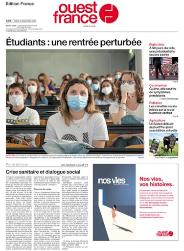 Ouest-France Édition France Du Mardi 15 Septembre 2020