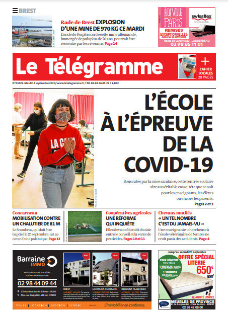 Le Télégramme (3 Éditions) Du Mardi 15 Septembre 2020