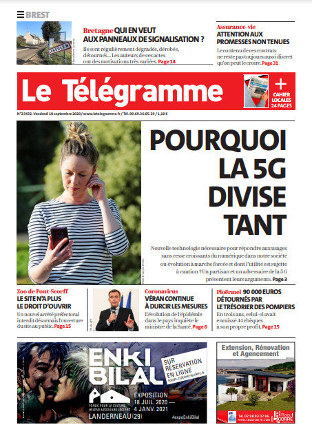 Le Télégramme (3 Éditions) Du Vendredi 18 Septembre 2020