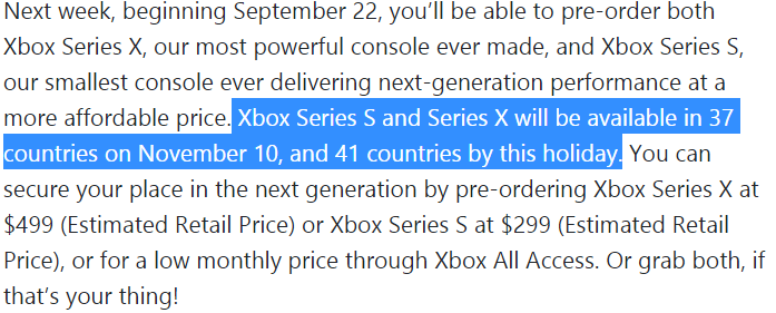 Xbox Series X|S to launch in 37 countries on November 10, and 41 ...