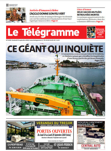 Le Télégramme (3 Éditions) Du Vendredi 25 Septembre 2020
