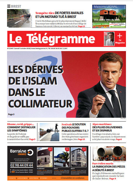 Le Télégramme (3 Éditions) Du Samedi 3 Octobre 2020