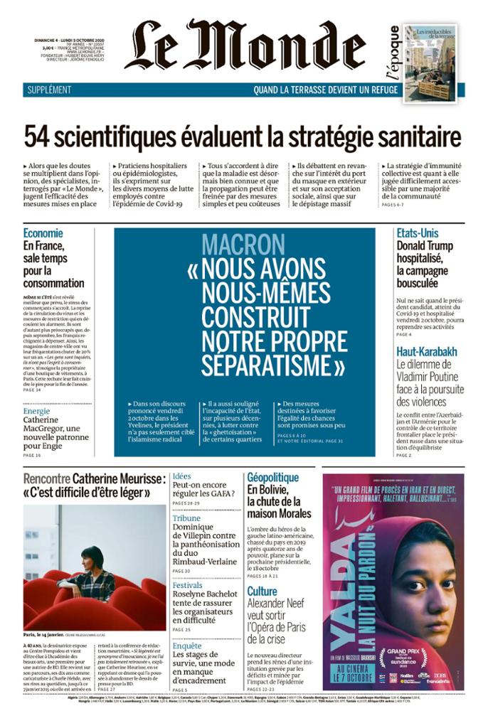 Le Monde du Dimanche 4 & Lundi 5 Octobre 2020