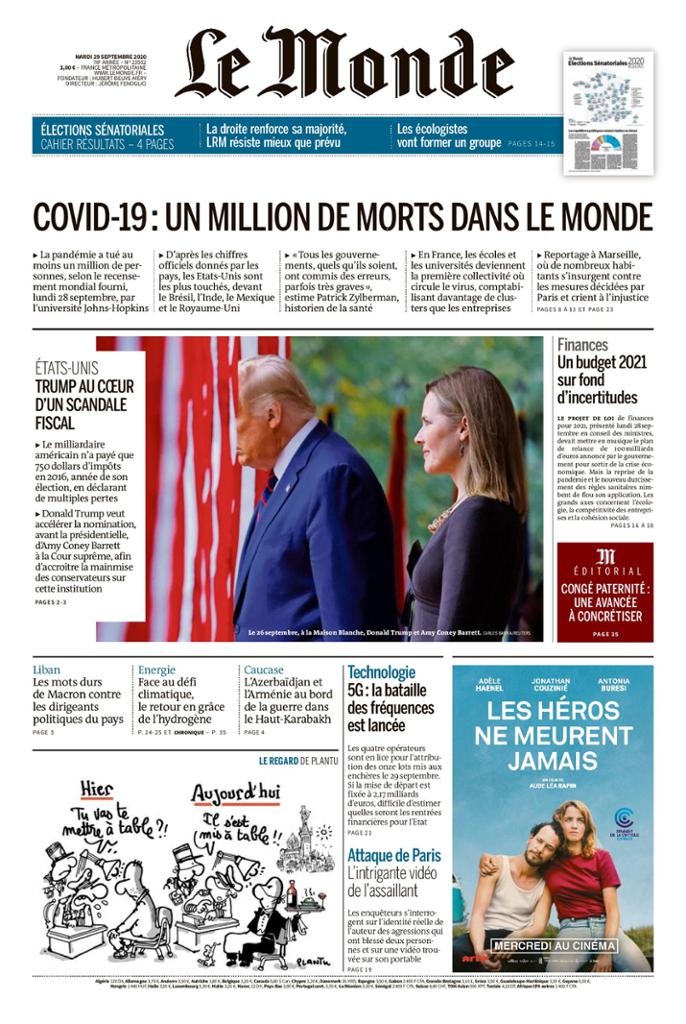 Le Monde Du Mardi 29 Septembre 2020