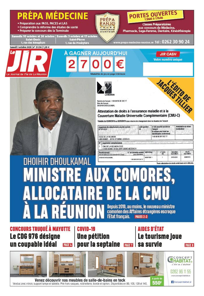Journal de l'île de La Réunion Du Samedi 3 Octobre 2020