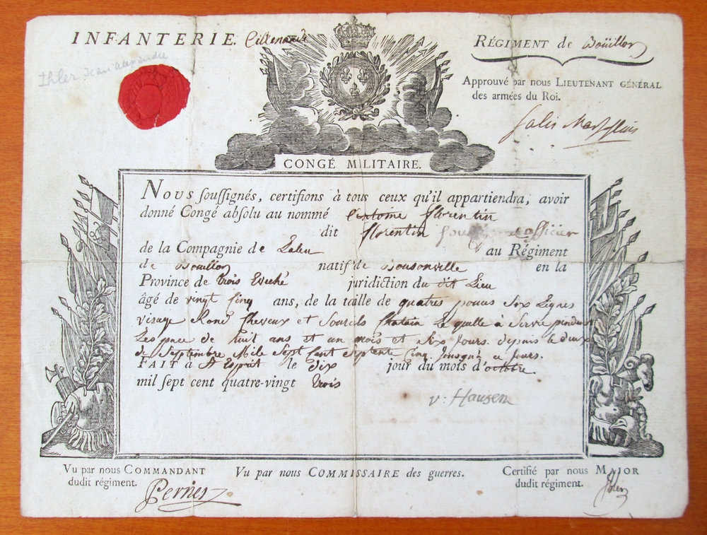 Congé du régiment de Bouillon 1783 Bq6s