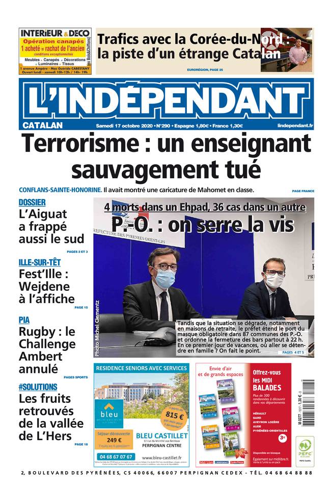 L'Indépendant (3 Éditions) Du Samedi 17 Octobre 2020  Catalan  Carcassonne  Narbonne 