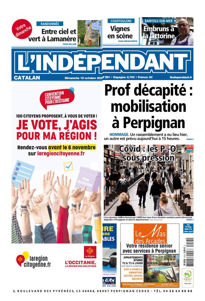 L'Indépendant (3 Éditions) Du Dimanche 18 Octobre 2020