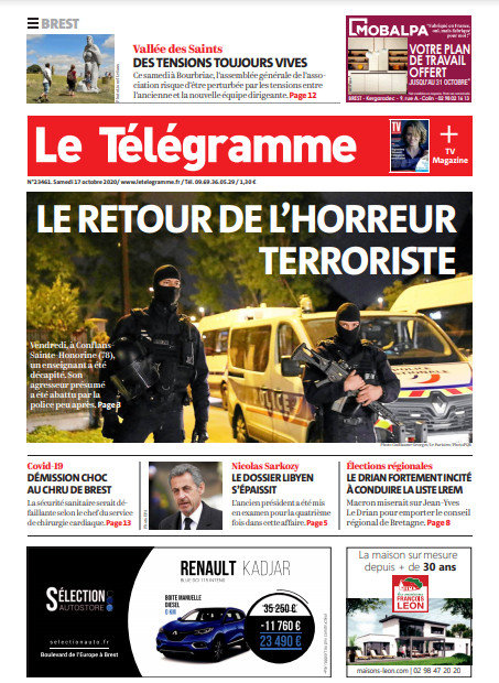  Le Télégramme (3 Éditions) Du Samedi 17 Octobre 2020