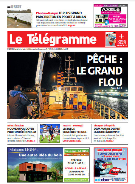 Le Télégramme (3 Éditions) Du Lundi 12 Octobre 2020
