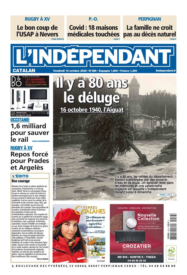 L'Indépendant (3 Éditions) Du Vendredi 16 Octobre 2020