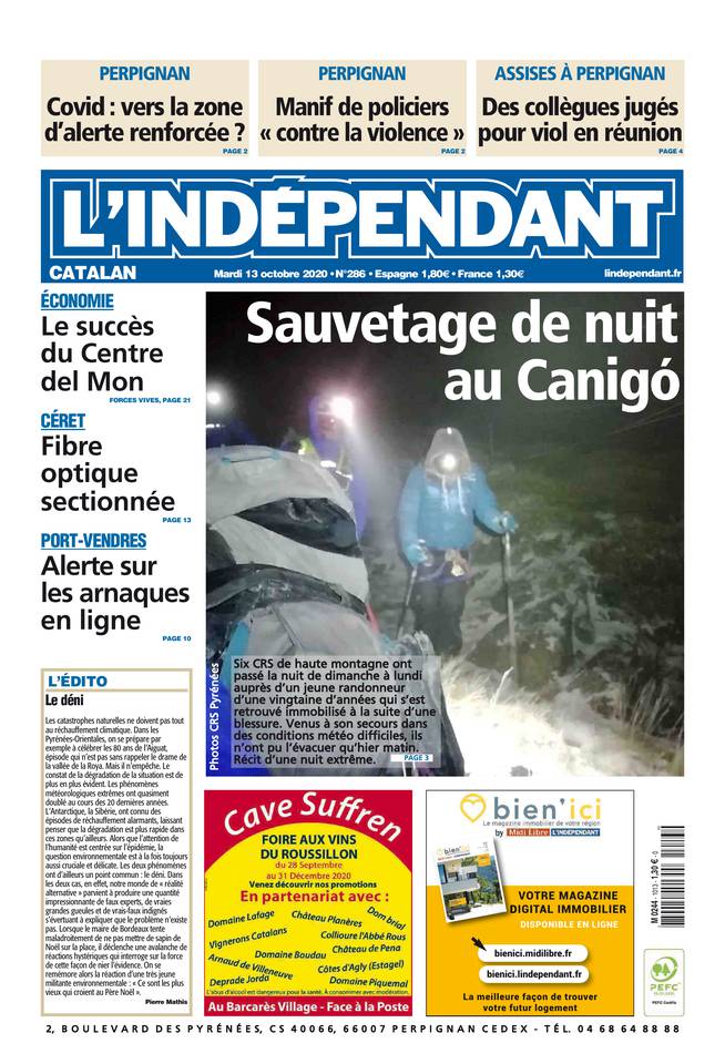 L'Indépendant (3 Éditions) Du Mardi 13 Octobre 2020