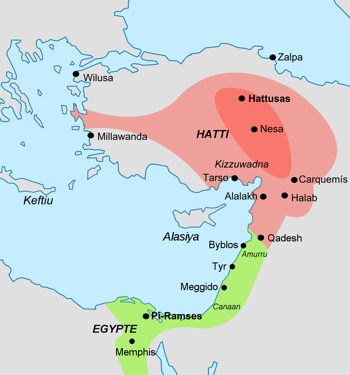 Carte géographique au temps de la bataille de Qadesh (1274 av J.-C)