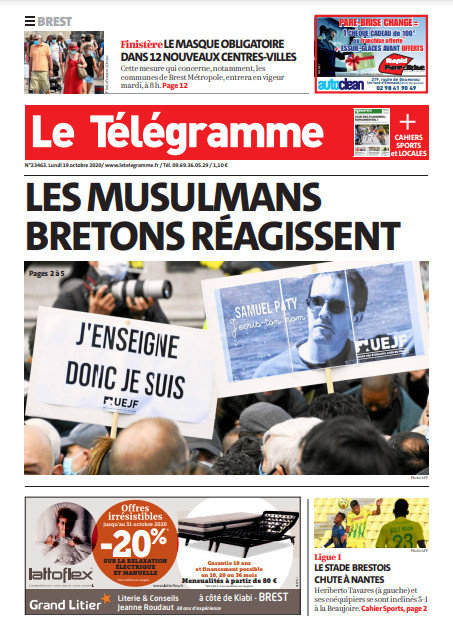 Le Télégramme (3 Éditions) Du Lundi 19 Octobre 2020