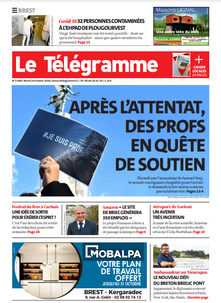 Le Télégramme (3 Éditions) Du Mardi 20 Octobre 2020