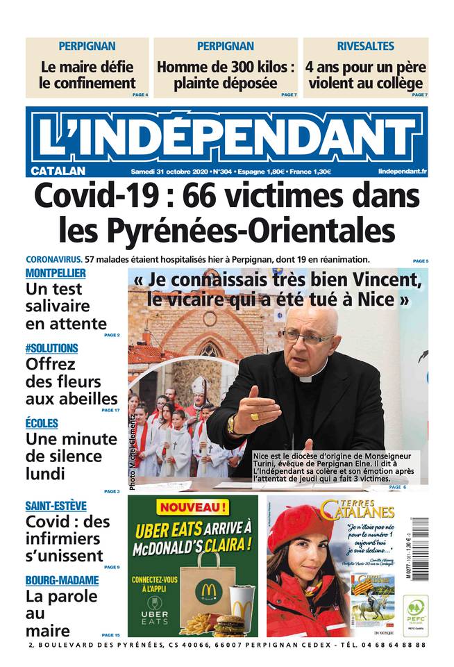 L'Indépendant (3 Éditions) Du Samedi 31 Octobre 2020