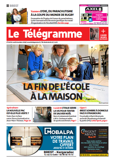 Le Télégramme (3 Éditions) Du Lundi 26 Octobre 2020