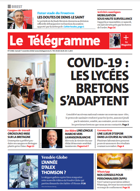  Le Télégramme (3 Éditions) Du Samedi 7 Novembre 2020