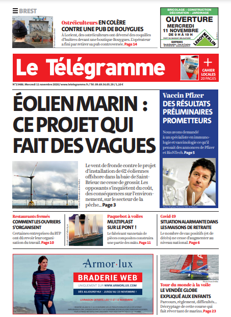  Le Télégramme (3 Éditions) Du Mercredi 11 Novembre 2020