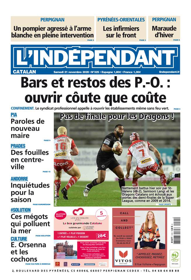 L'Indépendant (3 Éditions) Du Samedi 21 Novembre 2020