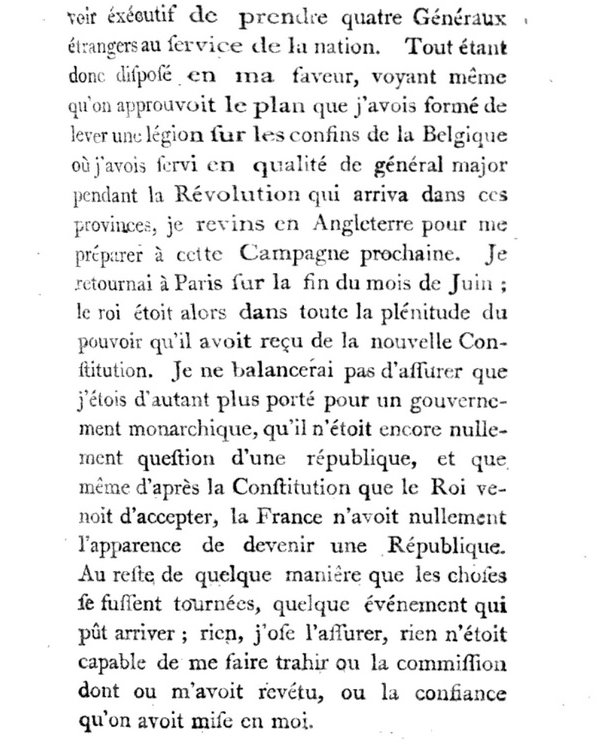 Lettre d'un officier anglais au service de la France 1792 Fmtw