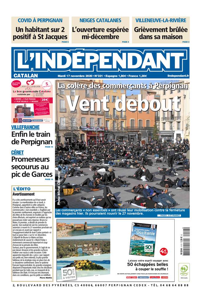 L'Indépendant (3 Éditions) Du Mardi 17 Novembre 2020