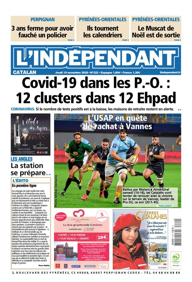L'Indépendant (3 Éditions) Du Jeudi 19 Novembre 2020