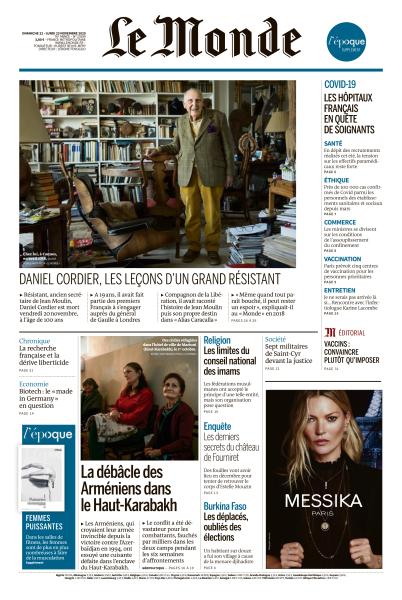 Le Monde du Dimanche 22 & Lundi 23 Novembre 2020