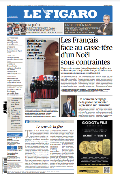 Le Figaro & 3 Supplément spécial Du Vendredi 27 Novembre 2020