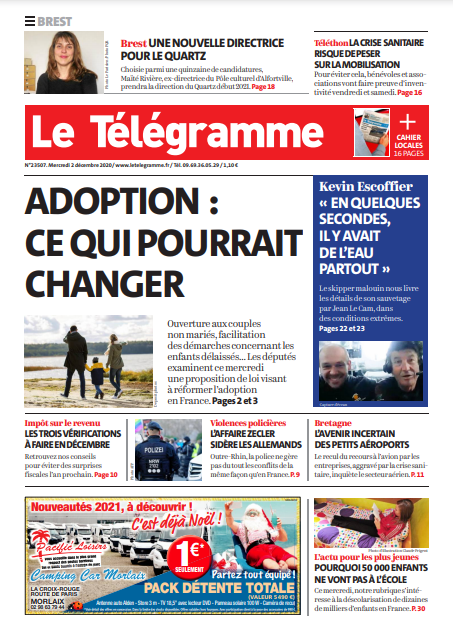  Le Télégramme (3 Éditions) Du Mercredi 2 Décembre 2020 