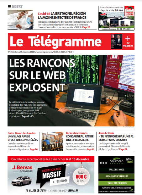 Le Télégramme (3 Éditions) Du Samedi 5 décembre 2020 