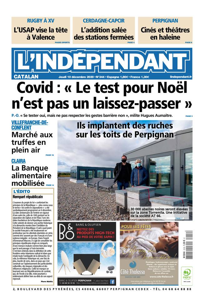 L'Indépendant (3 Éditions) Du Jeudi 10 Décembre 2020