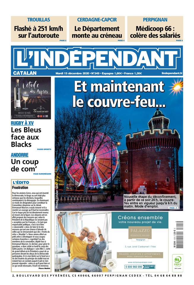  L'Indépendant (3 Éditions) Du Mardi 15 Décembre 2020