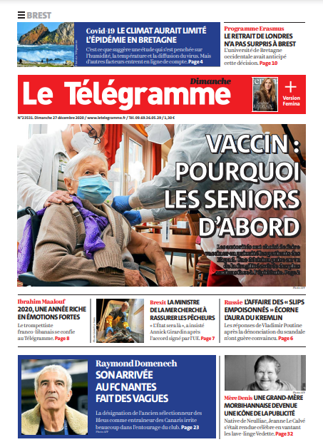  Le Télégramme (3 Éditions) Du Dimanche 27 Décembre 2020