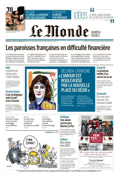 Le Monde du Vendredi 25 & Samedi 26 Décembre 2020