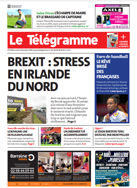  Le Télégramme (3 Éditions) Du Lundi 21 Décembre 2020