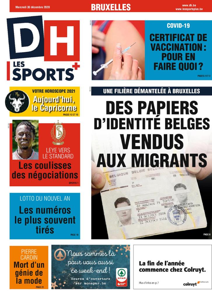 journaux Belges Du Mercredi 30 Décembre 2020