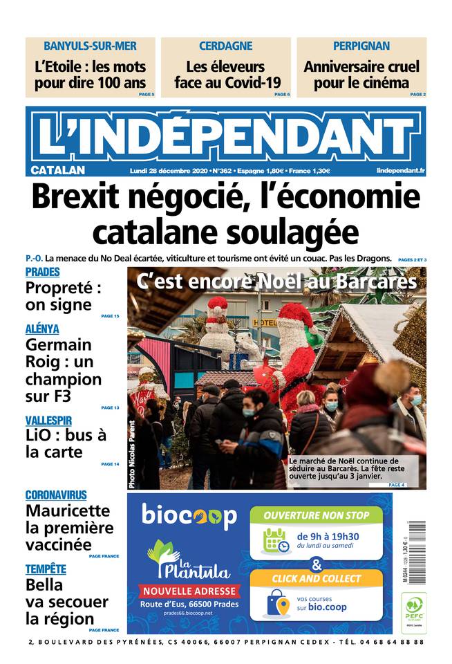L'Indépendant (3 Éditions) Du Lundi 28 Décembre 2020