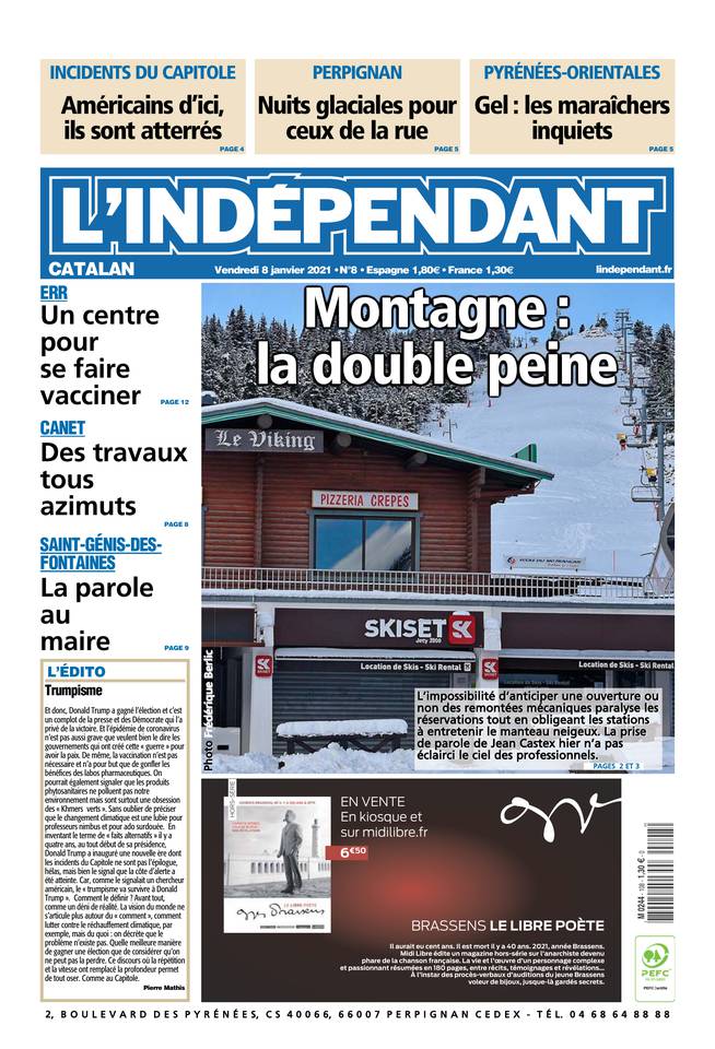 L'Indépendant (3 Éditions) Du Vendredi 8 Janvier 2021