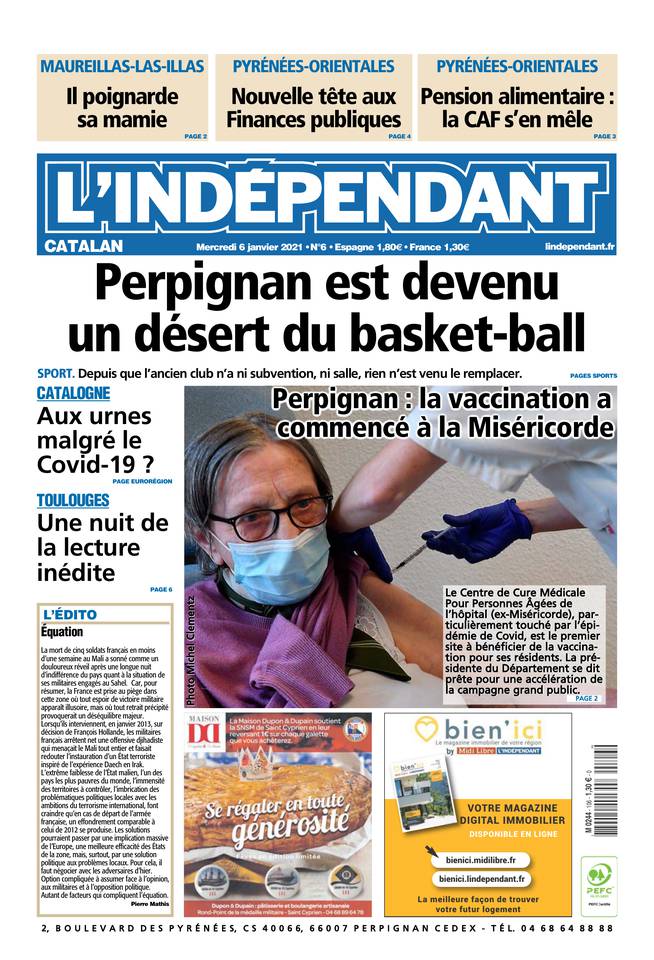 L'Indépendant (3 Éditions) Du Mercredi 6 Janvier 2021