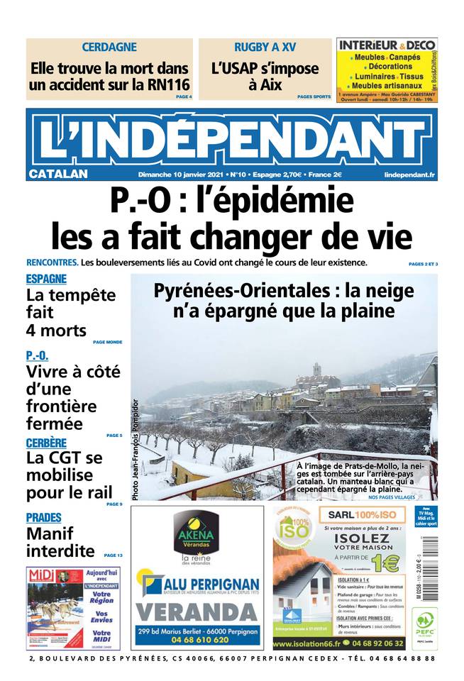 L'Indépendant (3 Éditions) Du Dimanche 10 Janvier 2021