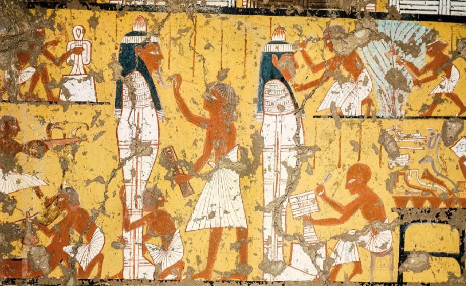 Peinture murale représentant la confection d'un sarophage - Regne de Ramsès II - Nouvel Empire