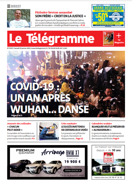 Le Télégramme (3 Éditions) Du Samedi 23 Janvier 2021