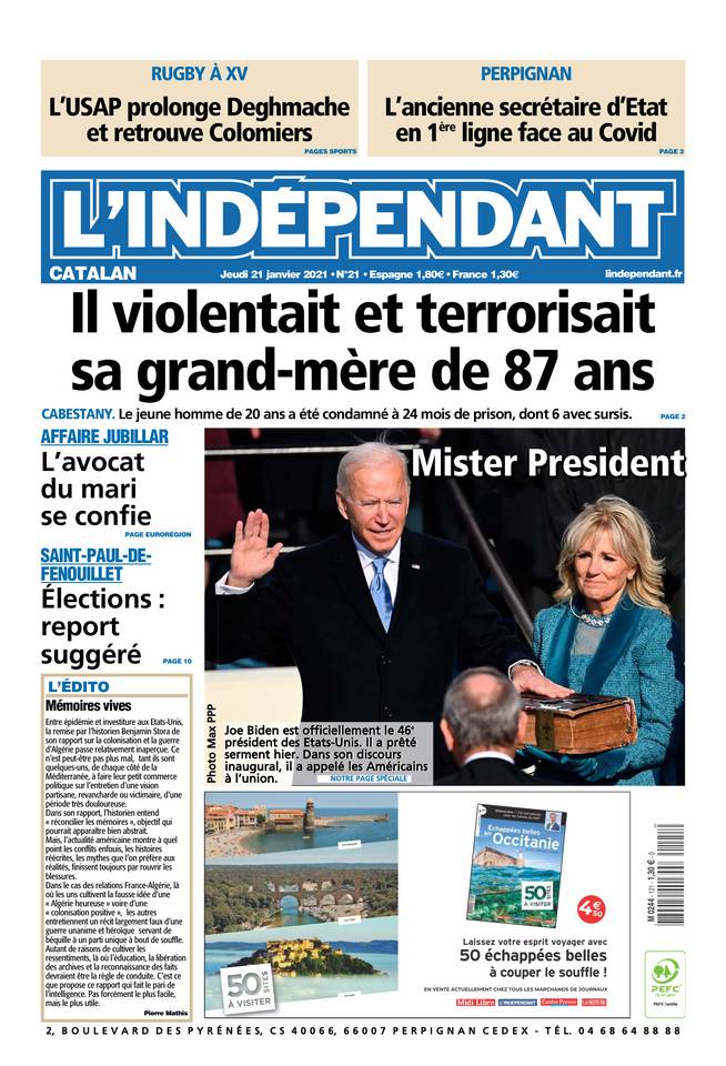 L'Indépendant (3 Éditions) Du Jeudi 21 Janvier 2021