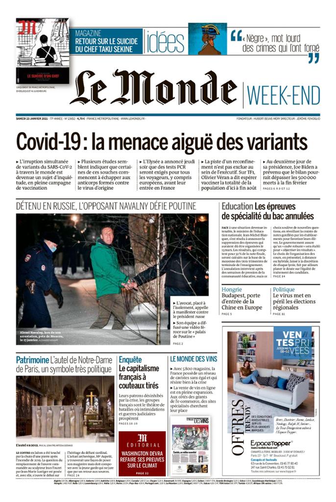 Le Monde & Monde Magazine Du Samedi 23 Janvier 2021