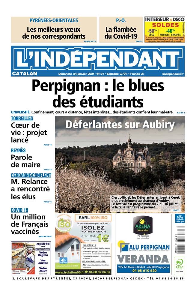 L'Indépendant (3 Éditions) Du Dimanche 24 Janvier 2021
