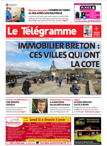 Le Télégramme (3 Éditions) Du Lundi 25 Janvier 2021