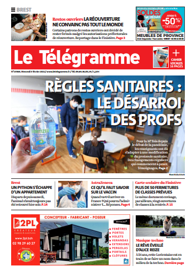 Le Télégramme (3 Éditions) Du Mercredi 3 Février 2021