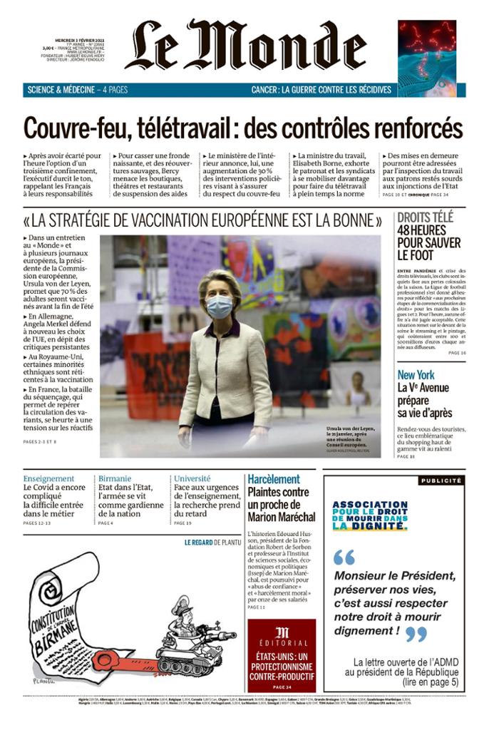 Le Monde Du Mercredi 3 Février 2021